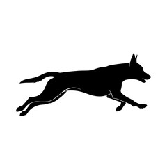 Silhouette of a dog running isolated on transparent background in vector format