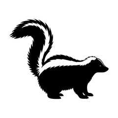 Striking skunk with bold black and white stripes isolated on transparent background