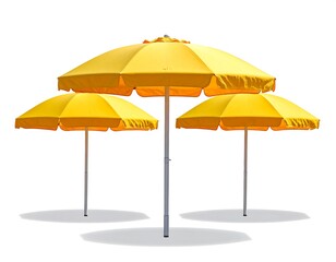 Obraz premium Three yellow umbrellas on white background