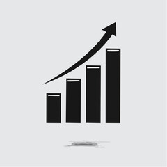 A detailed description, 6 to 180 characters, no keyword lists.     *   "A black silhouette icon of a bar chart showing increasing values with an upward-curvi...