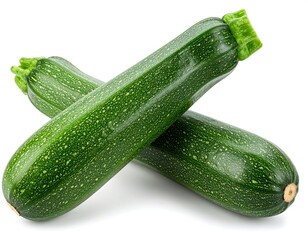 Two green zucchini, crossed, isolated