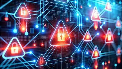 Digital security concept with glowing padlock icons on circuit board background, highlighting the importance of data protection and cybersecurity in the modern digital age