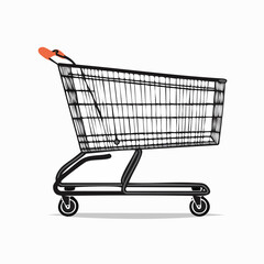 Illustration of a shopping cart, a common item used in retail environments for carrying goods.