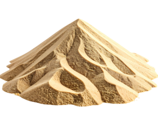 A conical pile of pale yellow sand