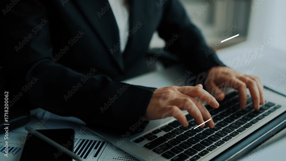 Aufkleber professional businessman working on laptop in modern office environment with focused attention and d