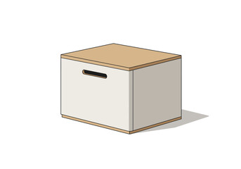 Simple White Storage Box with Wooden Top.