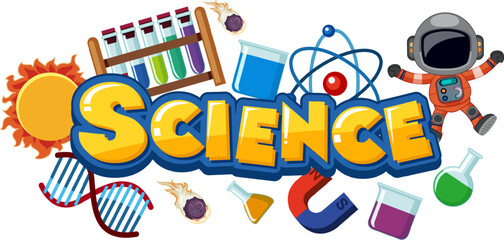 Science text icon with elements