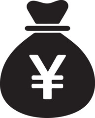 Obraz premium Yen bag icon . Japanese currency bag icon . Money bag with Japanese Yen sign . yen money bag vector, icon, symbol, logo, clipart, isolated. vector illustration.Yen Money Bag Icon.