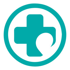 Minimalist Healthcare Logo, Cross and Circle with Negative Space Heart, Modern Wellness Vector Symbol