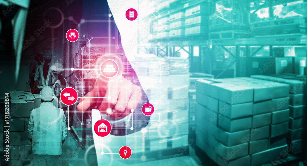 Poster smart warehouse management system with innovative internet of things technology to identify package 
