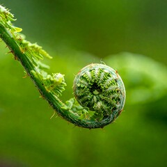 Closeup of a curled fern sprout