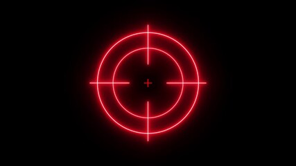 Glowing neon target icon animation. Military training , Military target icon animation .Crosshair, gun aim, sniper target, bullseye, hunting, target audience. 4k video