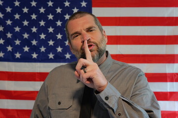 American Censorship Concept - Male Journalist or Politician - See no evil, Speak no evil, Hear no evil idea - Distracted Citizens