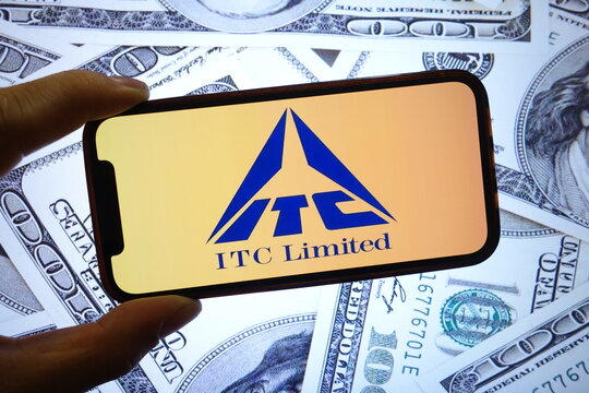 Konskie, Poland - September 21, 2025: ITC Limited company logo displayed on mobile phone