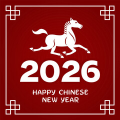 Happy Chinese New Year poster, banner, background, template. 2026 year of horse. Pappercut style. Pattern, symbol, sign, line, icon, silhouette, tattoo. Astrology China lunar calendar.