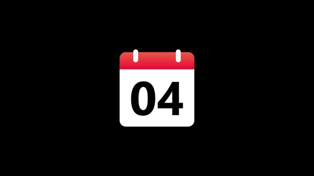 04 calendar icon animation with black background 4K resolution