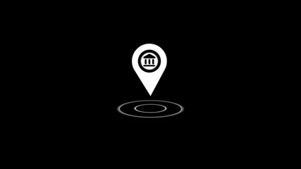 Bank location icon .Map pin location icons .bank minimalist stroke animation