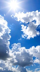 Bright sky with puffy clouds