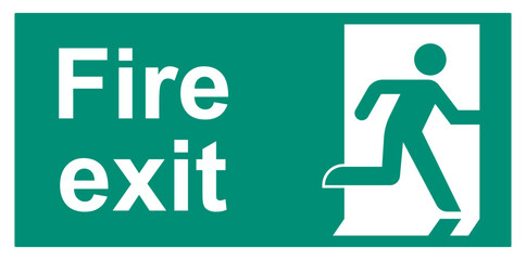 Emergency Fire exit right, escape route sign