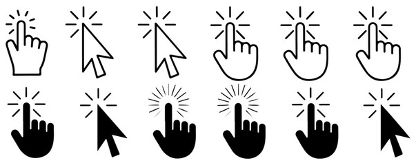 hand cursor icon set vector illustration