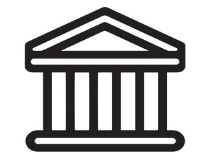 Two dimensional bank icon illustration with professional vector line art