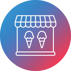 Icecream Shop Line Gradient Circle Background Icon