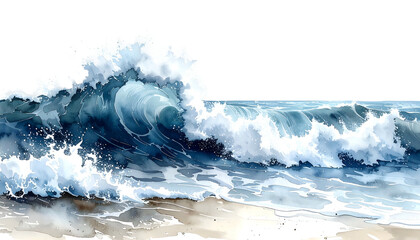 Ocean wave crashing on a sandy shore