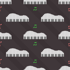 Seamless Pattern Abstract Elements Concert, Performance, Music Piano Keys Notes Vector Design Style Background Illustration Texture For Prints Textiles, Clothing, Gift Wrap, Wallpaper, Pastel