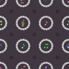 Seamless Pattern Abstract Elements Concert, Performance, Music Piano Keys Notes Vector Design Style Background Illustration Texture For Prints Textiles, Clothing, Gift Wrap, Wallpaper, Pastel