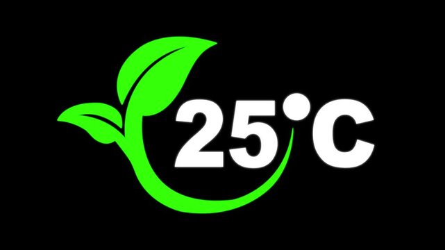  Temperature 25° Celsius animation. Digital display showing 25°C on black background, Researches 25 degrees centigrade. Weather forecast related 4k animation