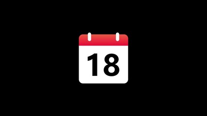 18 calendar icon animation with black background 4K resolution
