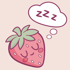 Cute sleeping strawberry with a dream bubble
