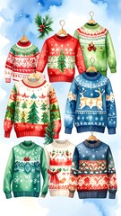Watercolor Christmas sweaters