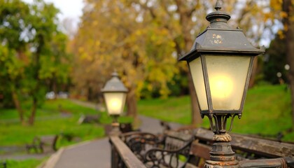 Park lanterns in autumn