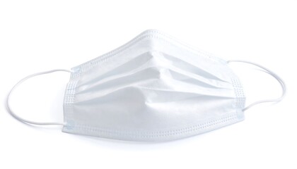 White medical mask on white background