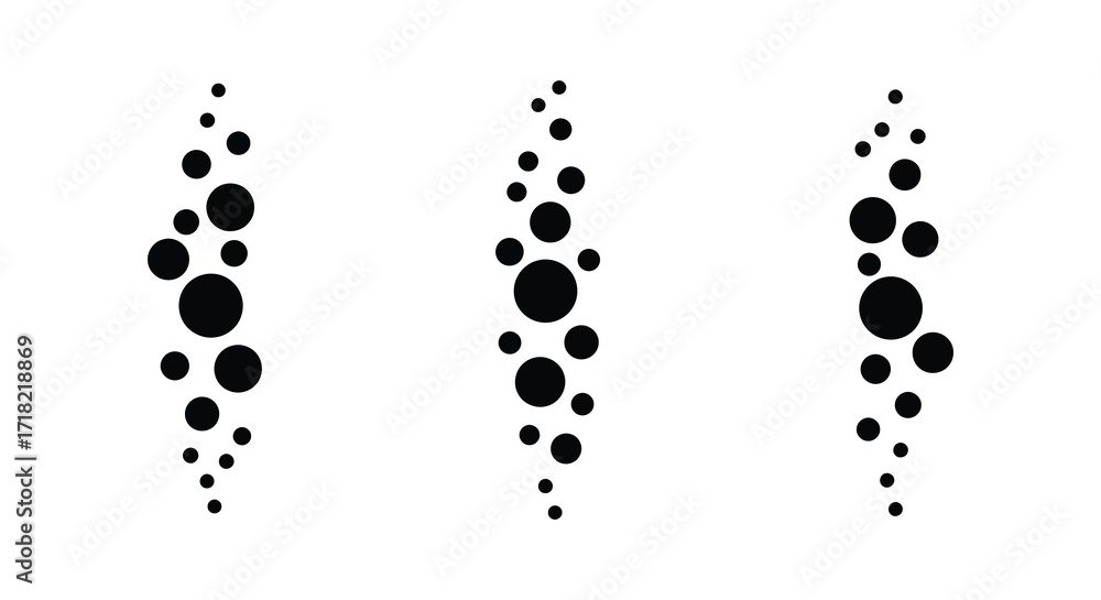 Wall mural Abstract pattern of black circles arranged in vertical uneven columns