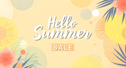summer sale poster, discount, promotion, hot deals, summer shopping, tropical design, bright colors, marketing banner, special offer, retail sale, clearance, price cut, sunshine, palm leaves, beach vi