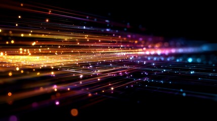 Obraz premium Abstract background with glowing lines and bokeh lights creating a futuristic and dynamic effect