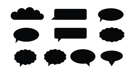 Collection of various black speech bubbles and thought bubbles in vector style