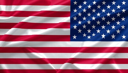 Fototapeta premium The American flag ripples in the wind—its stars and stripes alive with history, unity, and the enduring rhythm of a nation’s spirit.