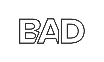 BAD logo design template with strong and modern bold text. Initial based vector logotype featuring simple and minimal typography. Trendy company identity.