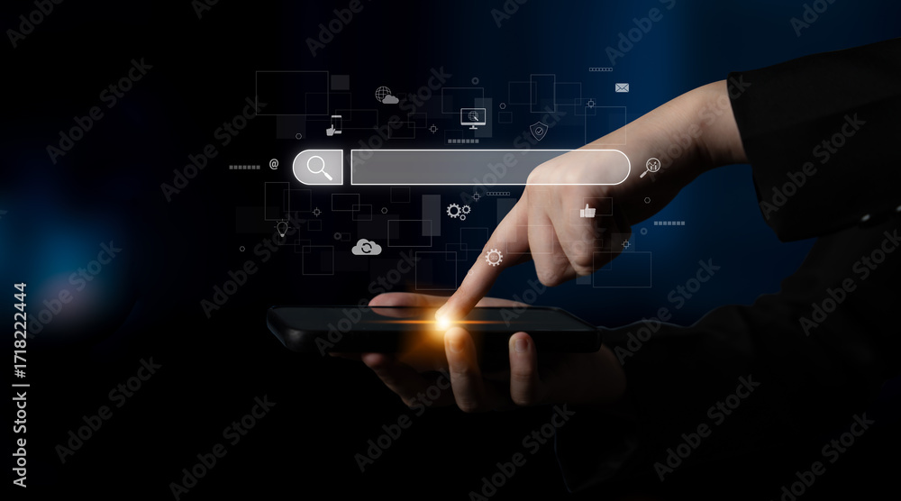Aufkleber search engine interface for accessing digital information and online data. search engine finds data,