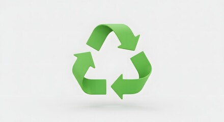 Green Recycling Symbol on White Background Promoting Environmental Sustainability and Eco-Friendliness