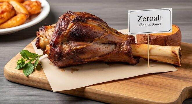 Roasted Zeroah Shank Roast on Wooden Board.