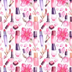 Watercolor cosmetic pattern with flowers