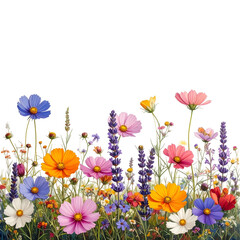 Colorful flower border against black