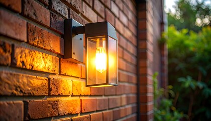Exterior wall lantern on brick