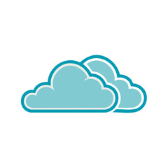 Fototapeta premium Illustration of two layered blue cartoon clouds ideal for a weather related designs or applications