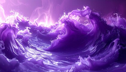 Abstract purple liquid waves, vibrant and surreal