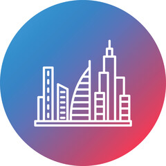 Skyline Line Gradient Circle Background Icon